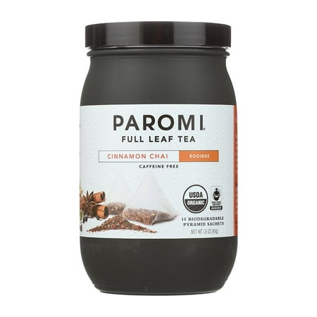 Fair Trade Sweet - Paromi Tea, Cinnamon Chai, Organic and Fair Trade Rooibos, Full-Leaf, 15 Ct, 1.6 Oz