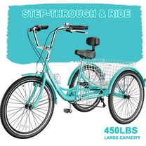 FICISOG Adult Tricycle 7 Speed, 20/24/26 Inch Adult Trike with Basket, 3 Wheel Bikes Tricycle for Adults Women Men Seniors, Cruise Trike for Shopping Picnic