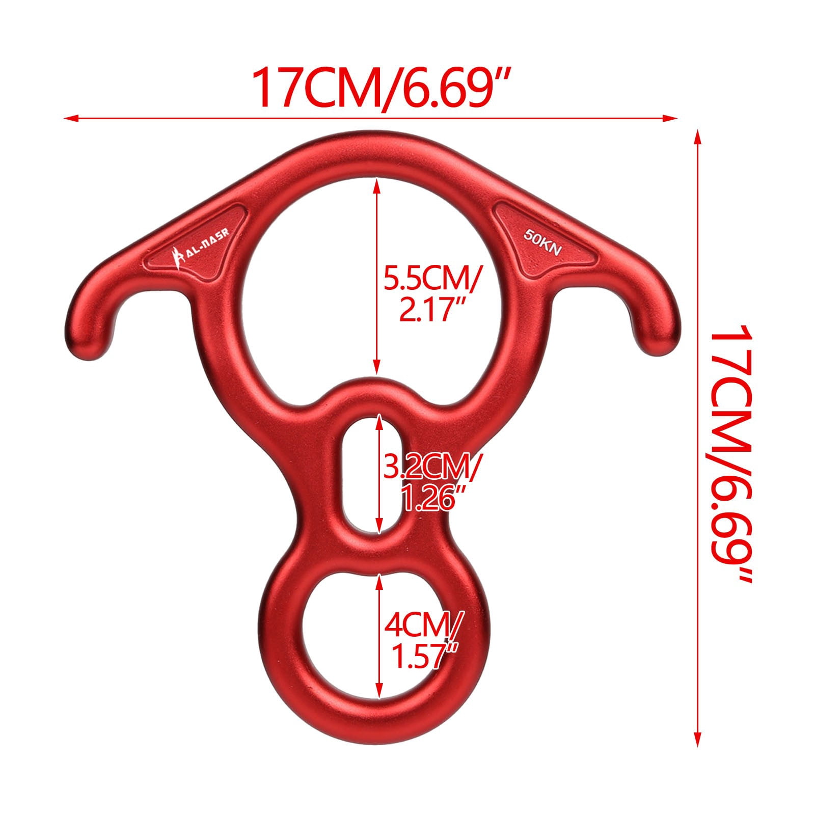 50KN Rescue Figure,8 Descender Large Bent-Ear Belaying and Rappelling Gear Belay Device for Rock Climbing, Aerial Dance,Ziplining and Peak Rescue
