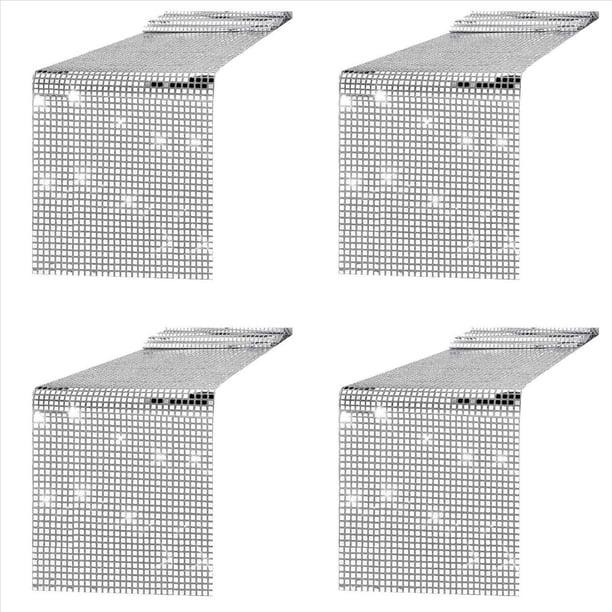 4X Camino de Mesa para Fiesta Disco, Camino de Mesa de Aluminio Plateado con Espejo, Cubierta de Mesa Metálica Brillante para Fiesta de Baile Disco, Boda