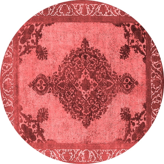 Ahgly Company Indoor Round Oriental Red Industrial Area Rugs, 8' Round