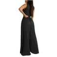 thumbnail image 5 of Solid Color Tank Jumpsuits for Women Slim Waist Wrap Deep V-Neck Rompers Sleeveless Pleated Wide Leg Floor Length Outfits Pants, 5 of 5