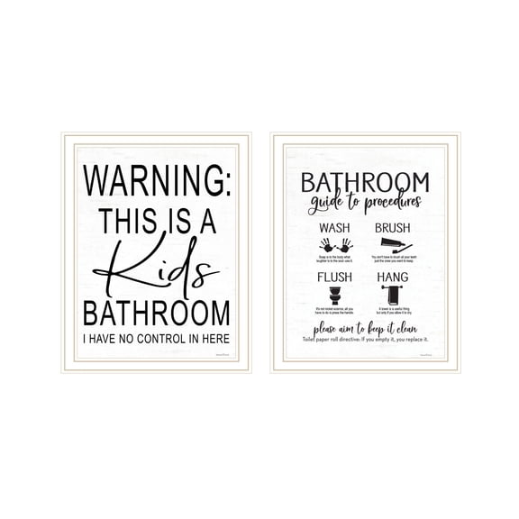 Trendy Decor 4U "Bathroom Guide to Procedures" Framed Wall Art for Bathroom, Wall Art Print for Home Decor, Bathroom Wall Art by Lettered & Lined