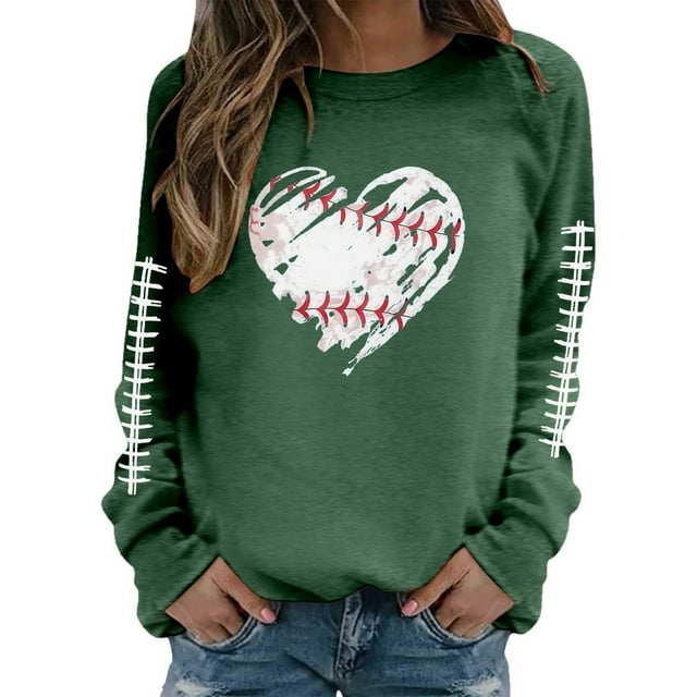 HUITKMM Chandails d'Automne pour Femmes Chandail à Manches Longues Col Rond Imprimé Football Chandail Décontracté pour Usage Quotidien et Activités Sportives Chemise Athlétique Douce et Confortable