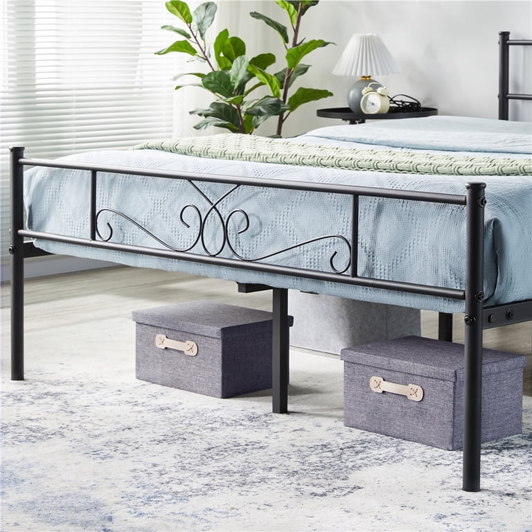 Renwick Jocelyn Modern Scroll Metal Platform Queen Bed, All Ages