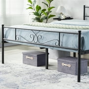 Renwick Jocelyn Modern Scroll Metal Platform Queen Bed, All Ages, Black
