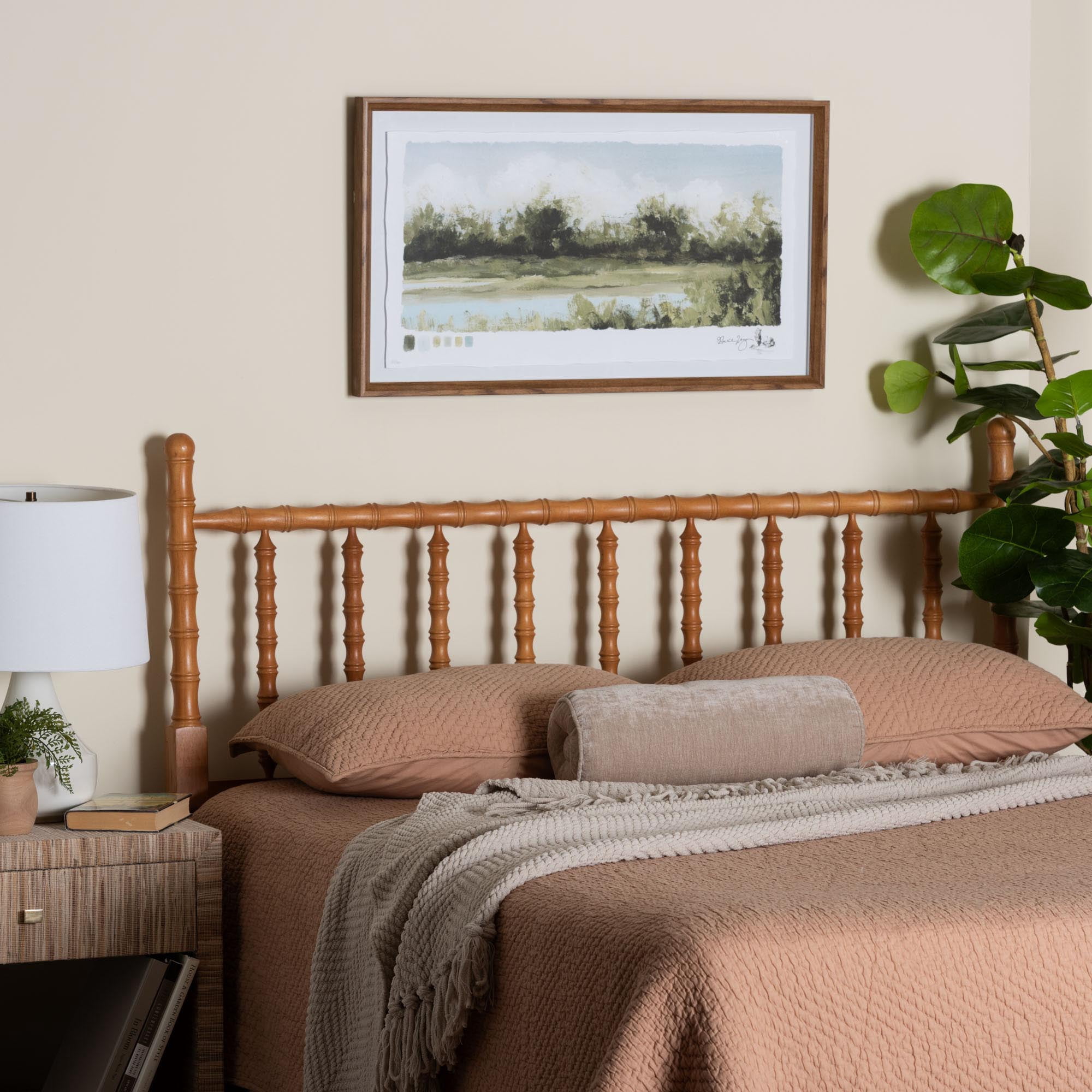 Baxton Studio Edaline Traditional Headboard, King, Oak Brown