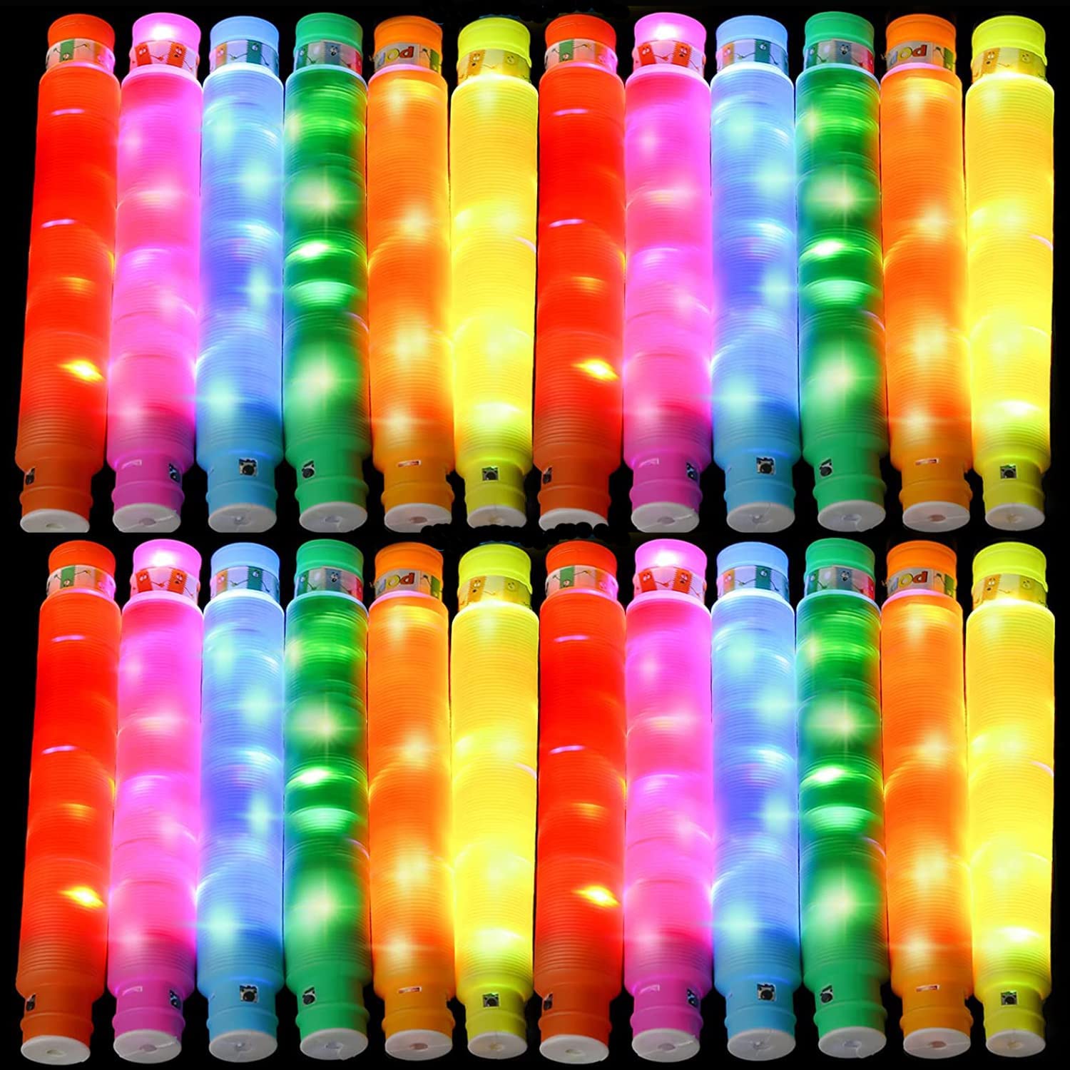 12 Pack LED Light Up Pop Tubes Sensory Toys,Fine Motor Skills