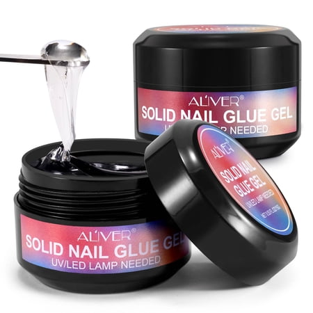 Solid Nail Glue by Aliver, Nail Extension Glue , UV Curing Needed - 2Pack