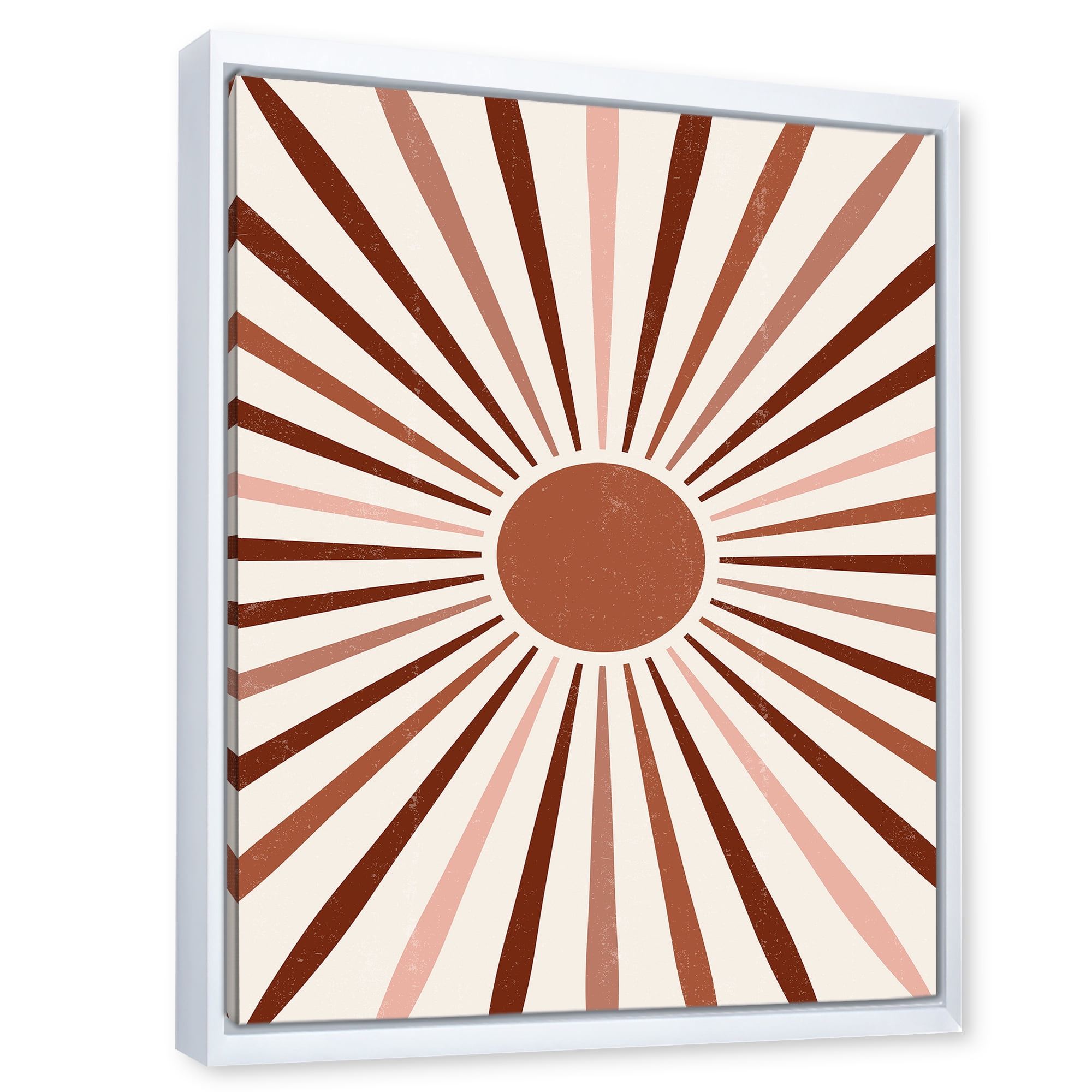 Designart 'Radiant Geometric Sun' Modern Framed Canvas Wall Art Print