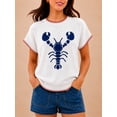 thumbnail image 2 of Womens Lobster Sweater Shirt Crochet Tshirts Short Sleeve Crew Neck Causal Knit Summer Tops Blue XXL, 2 of 5