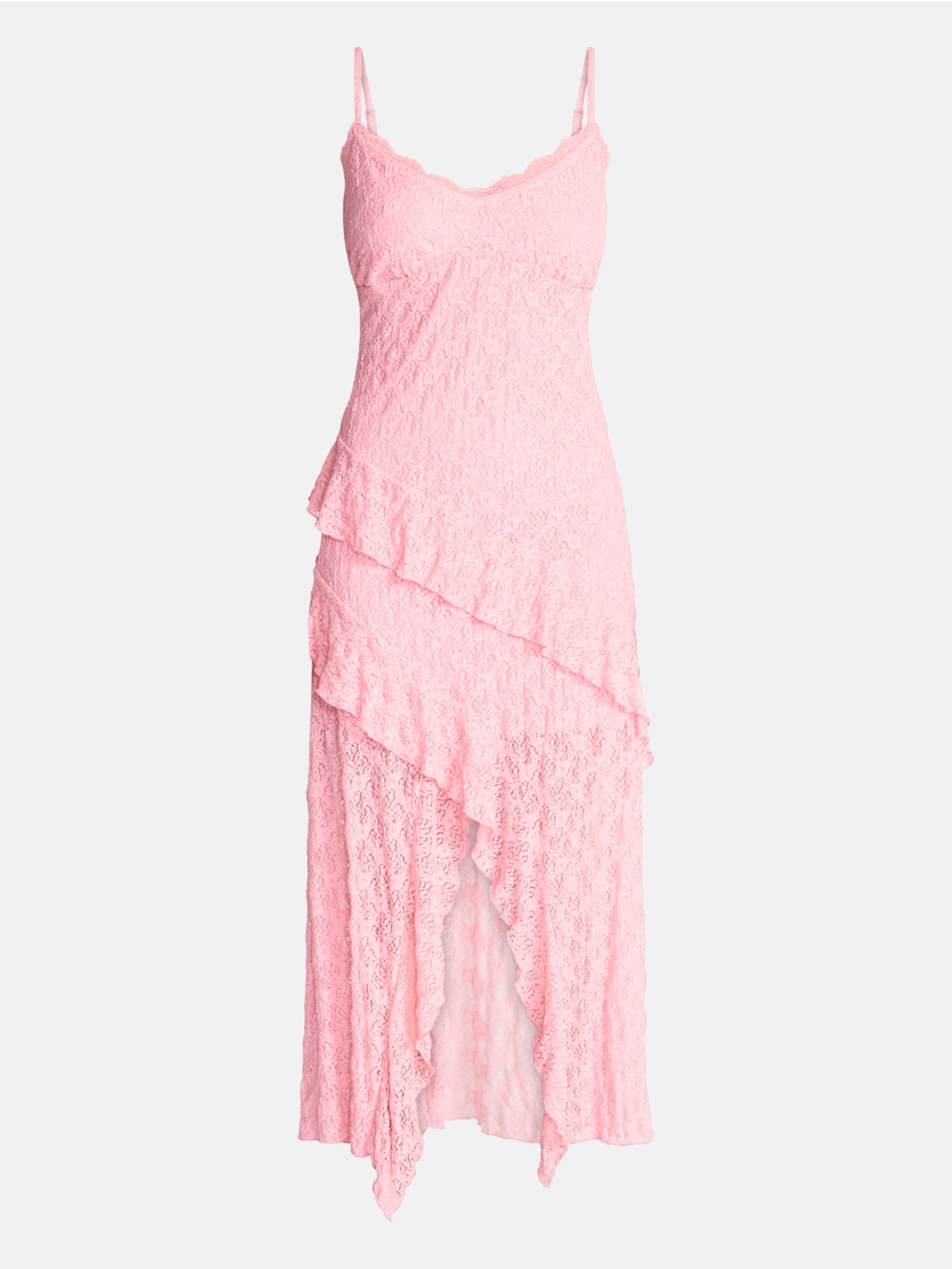 No Boundaries Lace Ruffle High Low Midi Dress, Women’s XXS-XXL