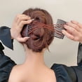 thumbnail image 2 of 3 Pieces Elastic Magic Hair Comb Clips Stretchy Double Comb Hair Forks for Women Girls Vintage Hairstyle Multipurpose Hair Accessories (Bead Style-Blue Brown Black), 2 of 4
