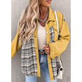 thumbnail image 4 of SHAR Women's denim jacket, long sleeve plaid button down shirt jacket, 4 of 5