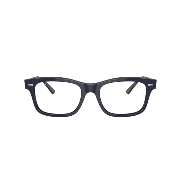 Ray-Ban Burbank Optics Glasses, Prescription Eyeglasses with Case, Demo Lens/Blue On Havana, Size 56