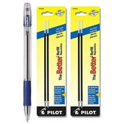Pilot EasyTouch Ball Point Stick Pens, Fine Point, Blue Ink 1 Pen & 4 Refills