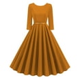 thumbnail image 2 of Miqool 1950s Vintage Dresses for Women Retro 3/4 Sleeve Cocktail Party A-Line Swing Midi Dress Wedding Guest Dresses Elegant Work Dress with Belt, 2 of 8