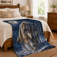 thumbnail image 6 of Majestic Gray Wolf Snow Moonlit Wilderness, Peaceful Mountain Lake Scene, Warm Flannel Blanket for Cabin and Lodge, Outdoor Lovers Camping Gift, Rustic Home Decor, 6 of 7