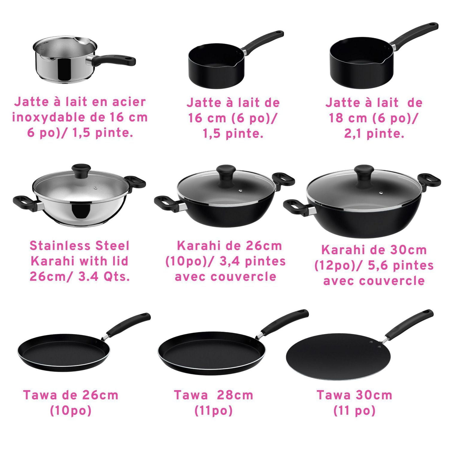 Maharaja 26cm Antiadhésif Karahi avec Couvercle 26 cm / 10,25"