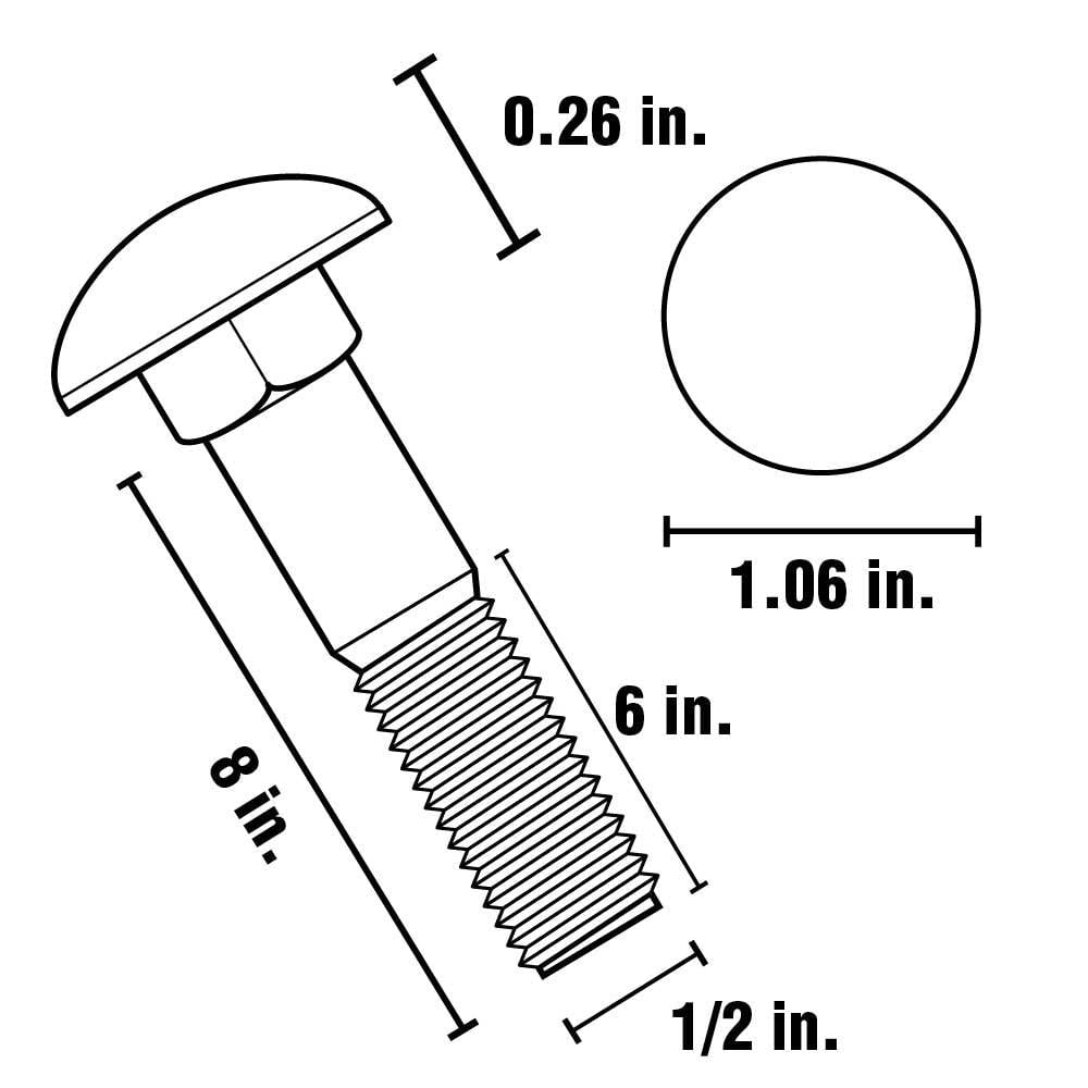 Everbilt 1/2 in.-13 x 8 in. Galvanized Carriage Bolt (25-Pack)
