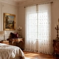 thumbnail image 2 of VOGOL Modern Sheer Curtains with Subtle Embroidery, White Textured Leaf Design, Light Diffusing Rod Pocket Drapes, 52x84 Inches, 2 of 7