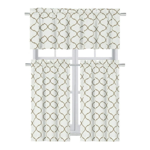 Regal Home Collections Shabby Chic Rod Pocket Trellis Lattice Window Valance - Linen