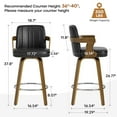 thumbnail image 5 of 26"Mid Century Modern Bar Stools Swivel Counter Height Bar Stools with Back and Dual Arms Faux Leather Upholstered Bar Chairs with Bent Wood Legs for Kitchen Island Black, 5 of 12