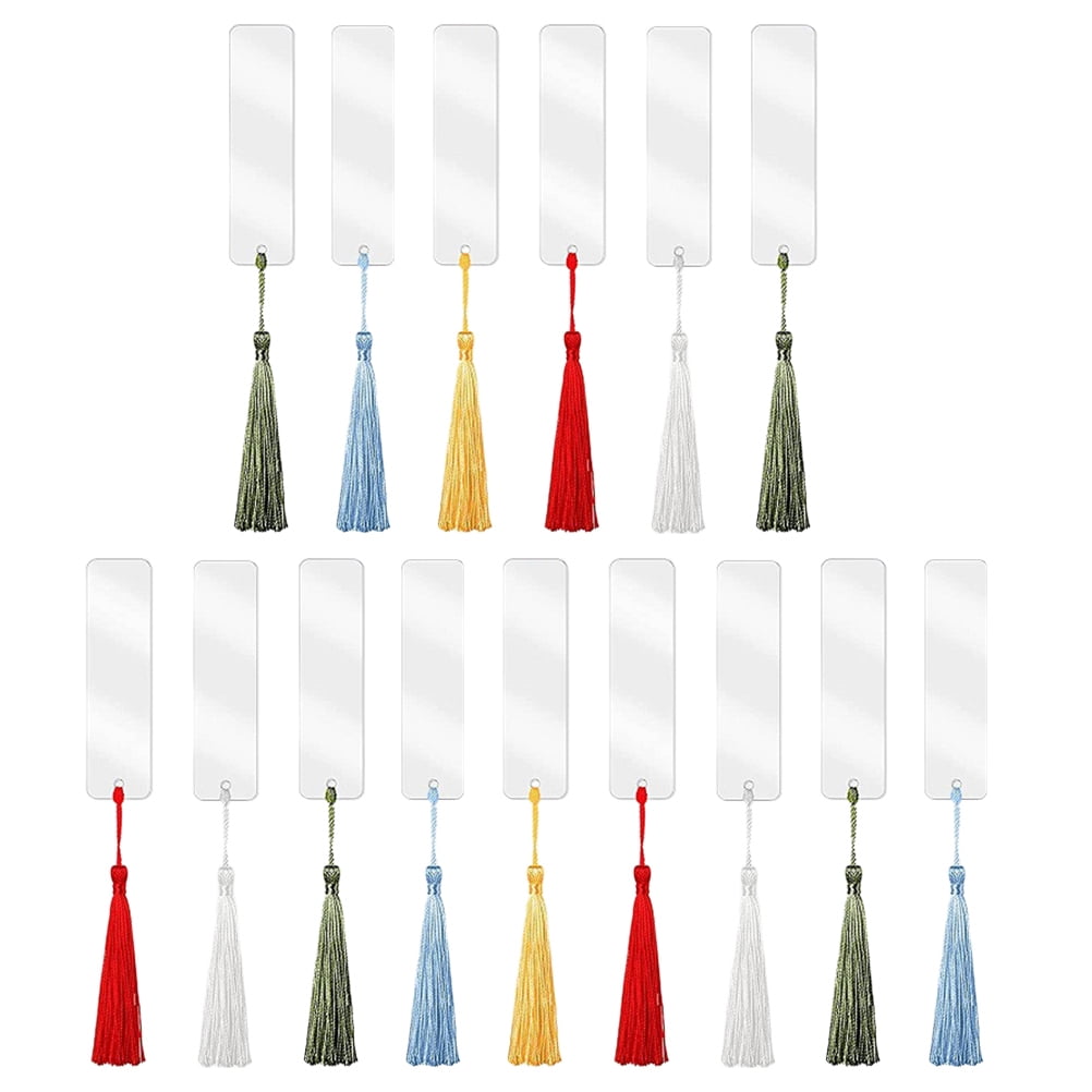 OUNONA 75 Sets Delicate Bookmarks Paper Blank Unfinished DIY Bookmarks with Tassels (As Shown)