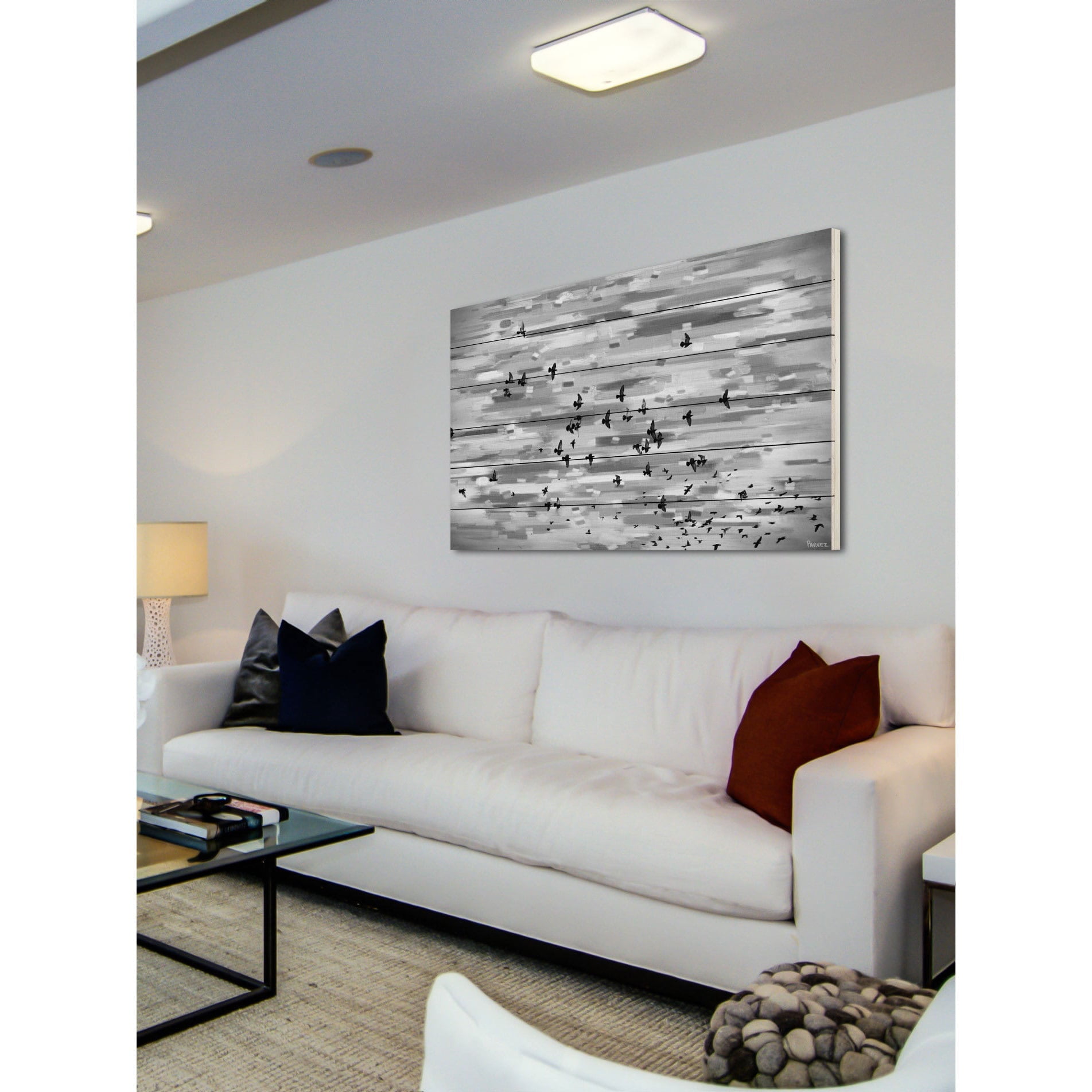 Parvez Taj  'Mansfield' Painting Print on White Wood - Multi-color 36 x 24