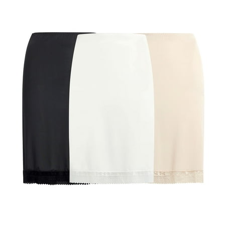 

Free to Live 3 Pack Women s Half Slip with Trim Lace Above the Knee Length Underskirt - Extender