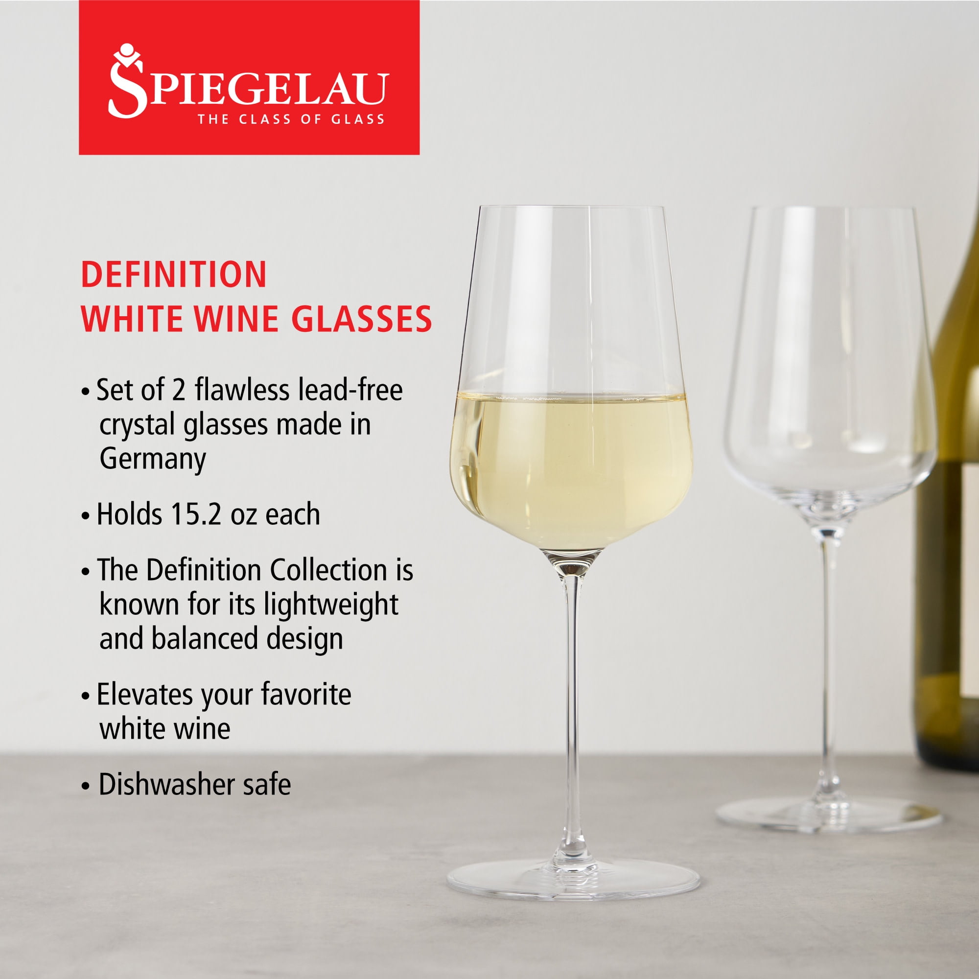 Spiegelau Definition White Wine Glasses for Wedding Gifts, 15.2oz, Set of 2