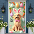 thumbnail image 4 of Colorful Eggs Easter Welcome Banner Pink Bow Spring Backdrop Blue Flowers Striped Pattern Egg Hunt Backdrop for Easter Party Spring Gathering Egg Hunt Event, 4 of 8