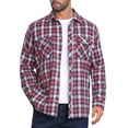 thumbnail image 5 of INSPIRE CHIC Men's Contrasting Colors Checked Slim Fit Long Sleeved Button Down Shirts with Pocket XL Red Navy, 5 of 7