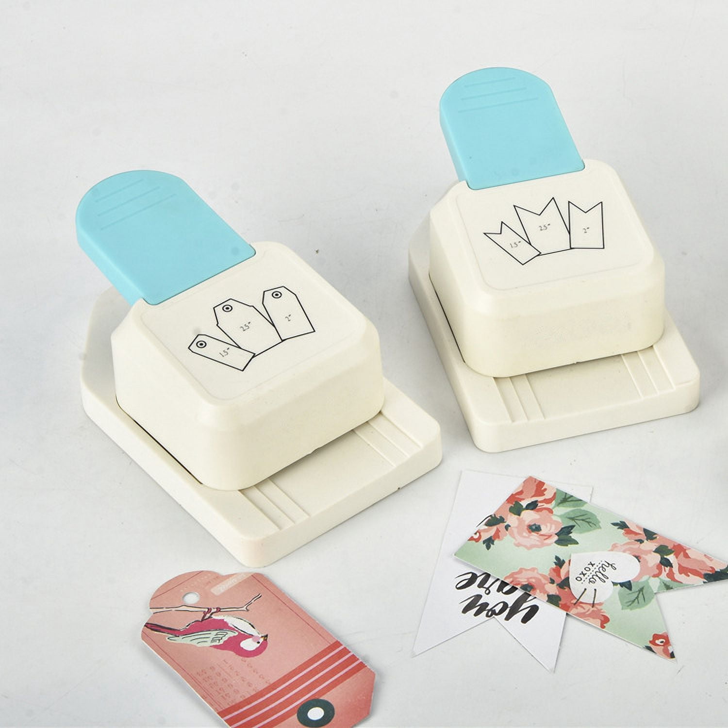 Three in one scallop label punch, 3 different sizes, used for DIY projects, scrapbooking, card making, etc., multi-colored