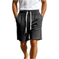 thumbnail image 2 of Mifsaly Mens Lounge Shorts 7 inch inseam Waffle-Knit Summer Casual Shorts Textured Lightweight Drawstring Outdoor Shorts with Side Pockets Black,S, 2 of 8
