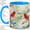 Blue, variant on Red Cardinal Watercolor Coffee Mug, Cardinal Birds Mug, Morning Coffee Tea Cup for Kitchen Desk, Pond Scene with Butterflies and Magnolia, Garden Wildlife Art, Birdwatchers Women Men
