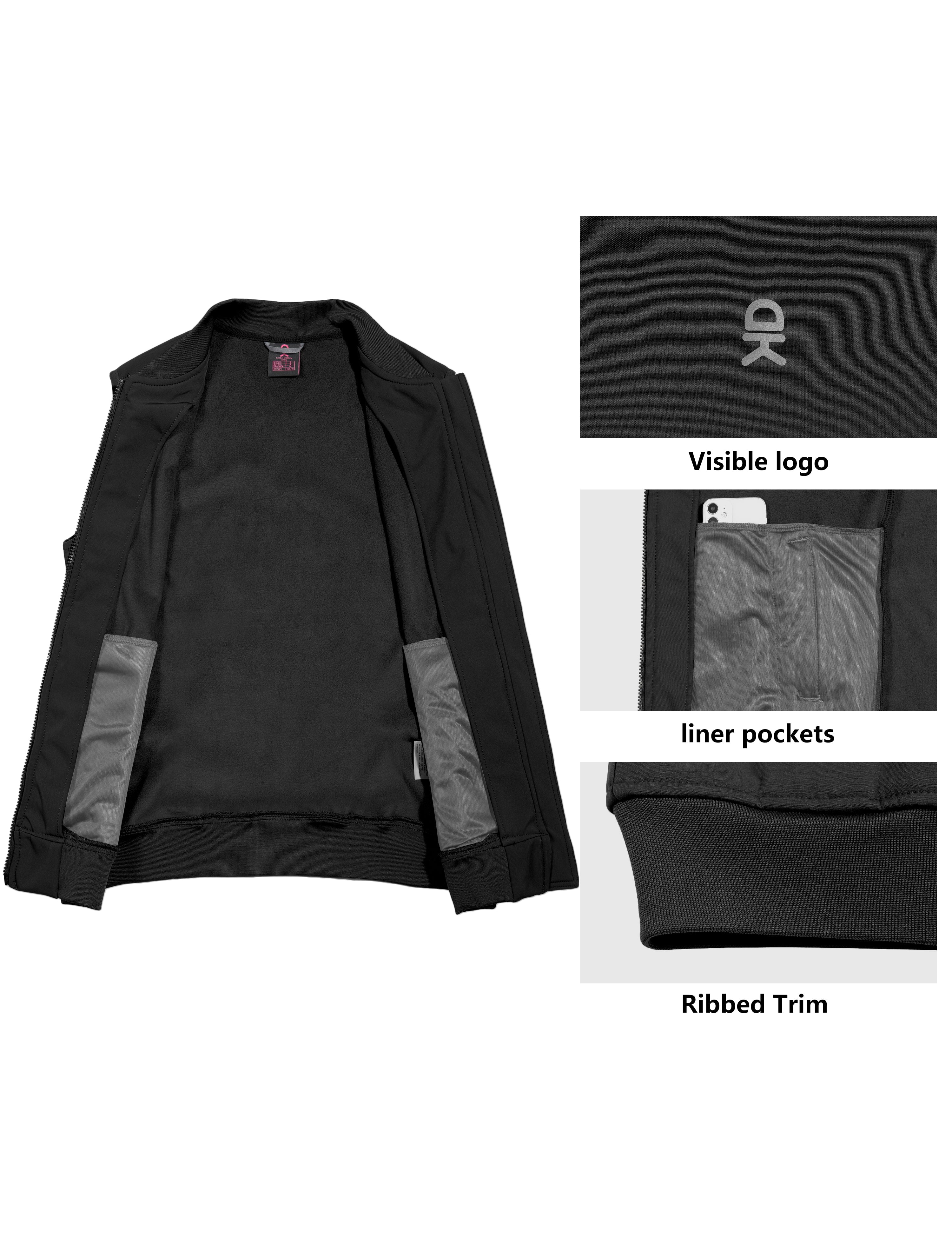 Little Donkey Andy Lightweight Fleece Lined Golf Hiking Vest for Women Waterproof Softshell Running Casual Sleeveless Jacket Black XS