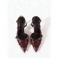 thumbnail image 3 of On feet& in love Women's Pointed Toe Cross Strap Slingback PU Leather Stiletto Heels - Wine-red Dress Shoes for Work & Party - Size 5.5, 3 of 7