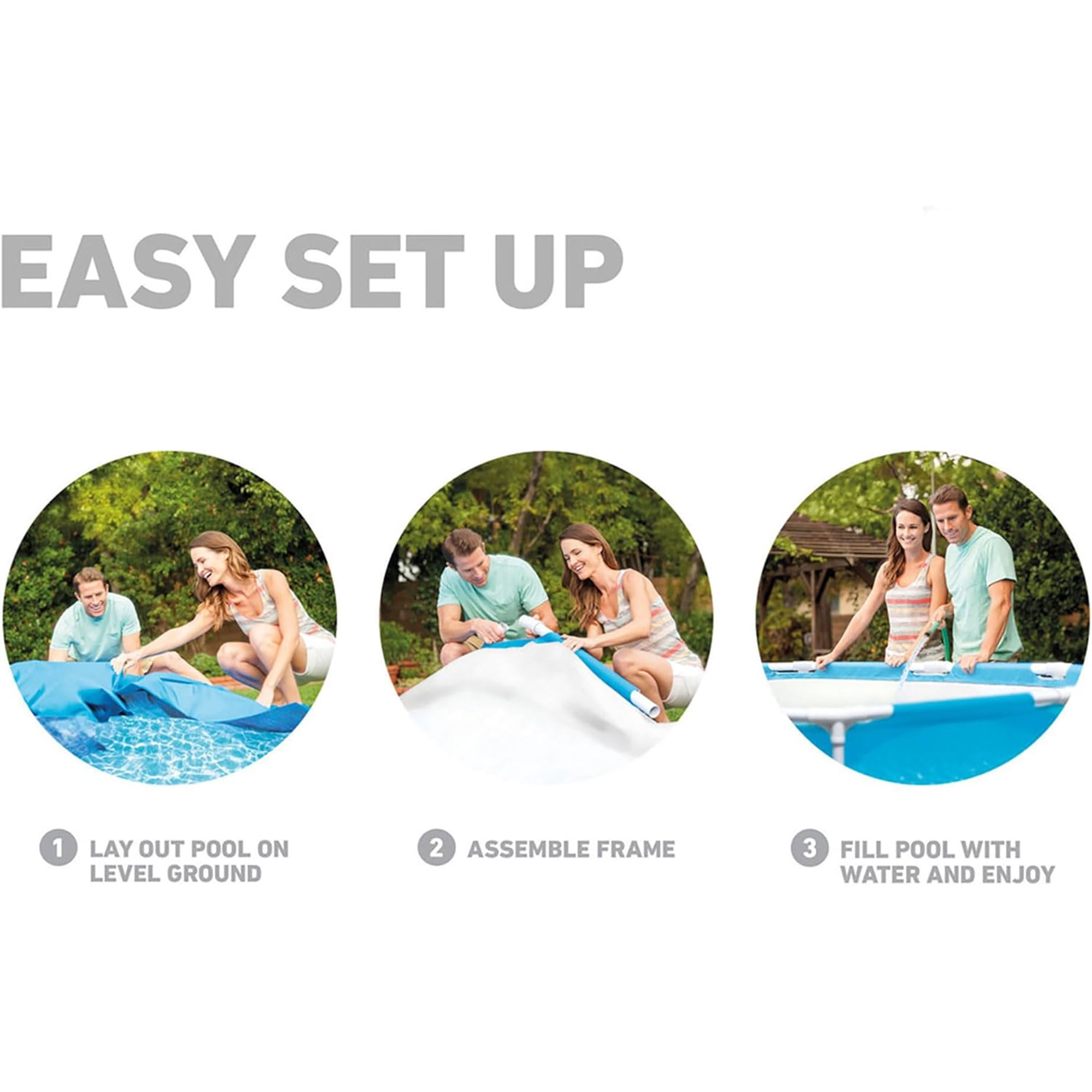 Intex: Metal Frame Pool - 8' x 20" - Above Ground Swimming, Puncture-Rust Resistant, Easy T-Joint Setup, Outdoor Family Water Play, 483 Gal, 28205EH
