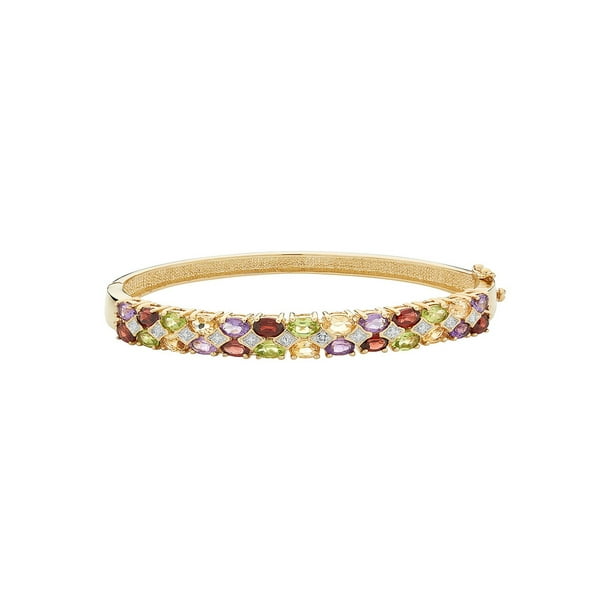 Amethyst, Garnet, Citrine and Peridot Bangle with Diamonds in Sterling ...