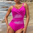 thumbnail image 4 of Ohufall Women's One Piece Bathing Suits Solid Color Criss Cross V Neck Backless Swimsuits Push Up Tummy Control Swimwear Bikinis, 4 of 8