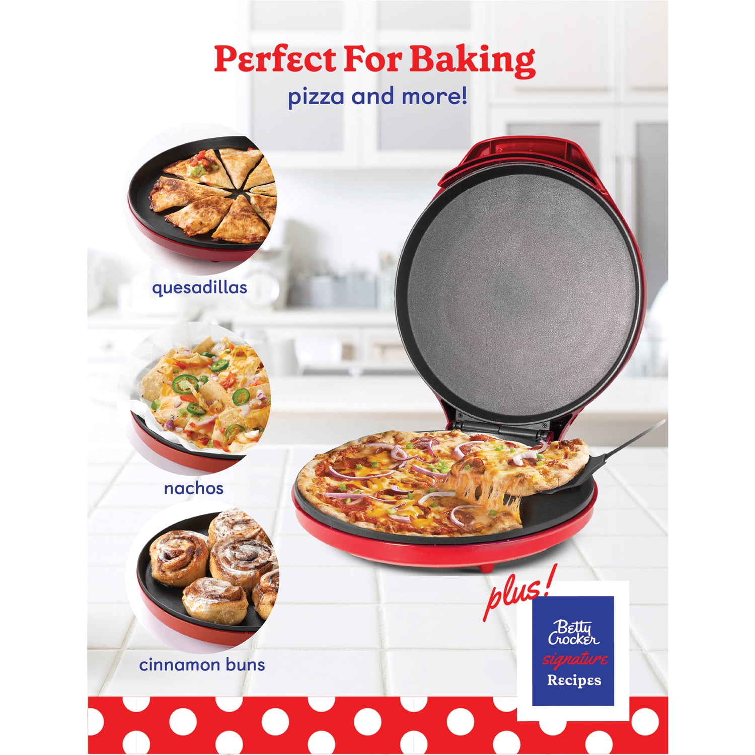 Betty Crocker 12-In. Pizza Maker, Red, BC-2958CRPT