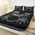thumbnail image 3 of Manfei Drum Kit Twin Sheet Sets,Music Instrument Twin Fitted Sheet,White Black Flat Sheet For Boys Kids,Breathable Home Decor,3-Piece, 3 of 7