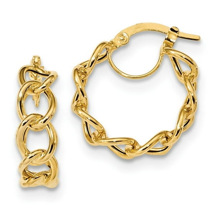 Roy Rose Jewelry 14K Yellow Gold Polished Cable Link Circle Hoop Earrings