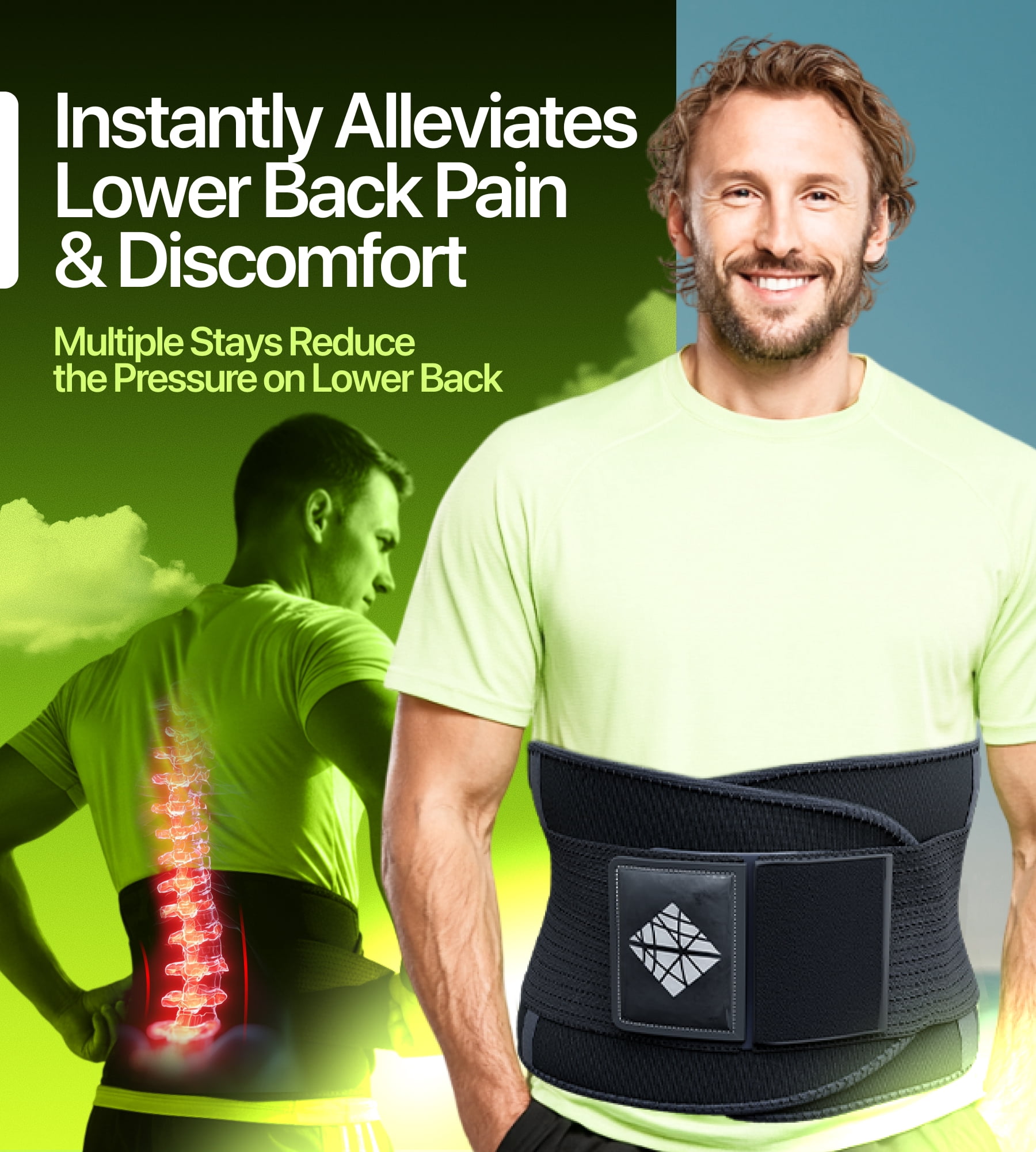 NeoHealth Lumbar Support Belt, Medium, Black