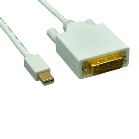 Kentek 3 Feet FT Mini DisplayPort to DVI digital DVI-D male to male M/M cable cord 32 AWG Mini DP MDP Thunderbolt for PC MAC HDTV Monitor white