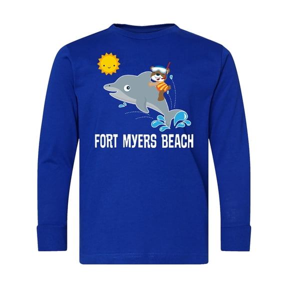 Inktastic Fort Myers Beach Florida Dolphin Long Sleeve Youth T-Shirt