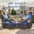 thumbnail image 3 of Opohoro 5-Piece Patio Conversation Set with Swivel Chairs, Ottomans and Side Table, Deep Seat Wicker Outdoor Seating for Porch, 3 of 10
