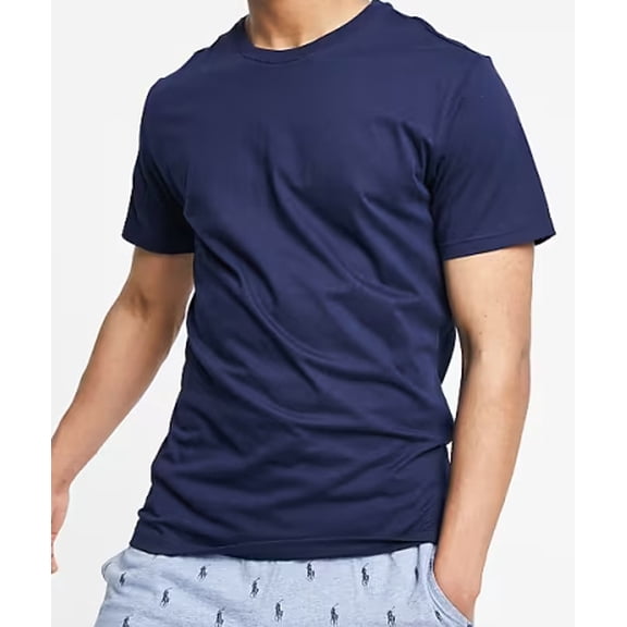 Mens Polo Ralph Lauren Crew Neck T-Shirt Blue With Red Logo Pony At The Bottom, Small