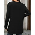 thumbnail image 2 of Mengpipi Women’s Tops Fall Spring Long Sleeve Crew Neck Textured Knit Side Slit Comfortable Casual Pullover Shirts S-2XL, 2 of 7